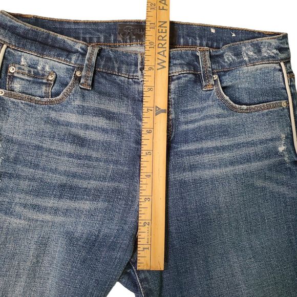 Blue Revival Blue Distressed Raw Hem Cropped Jeans with Piping Detail Size 26 - Picture 7 of 10
